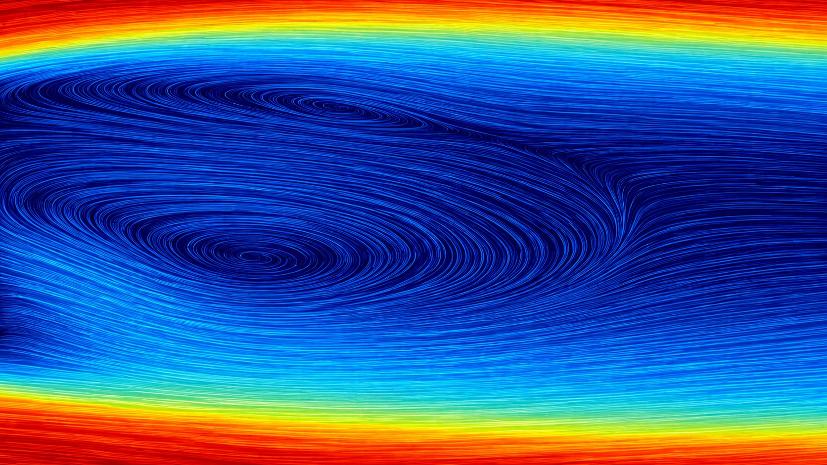 LIC visualization of the wake of a fluidic pinball