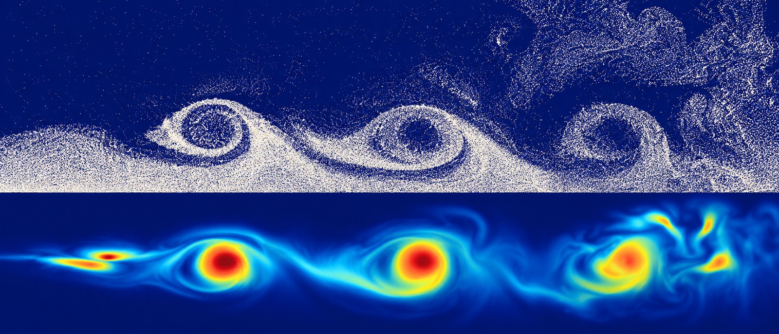 PIV visualization showing particles and vorticity